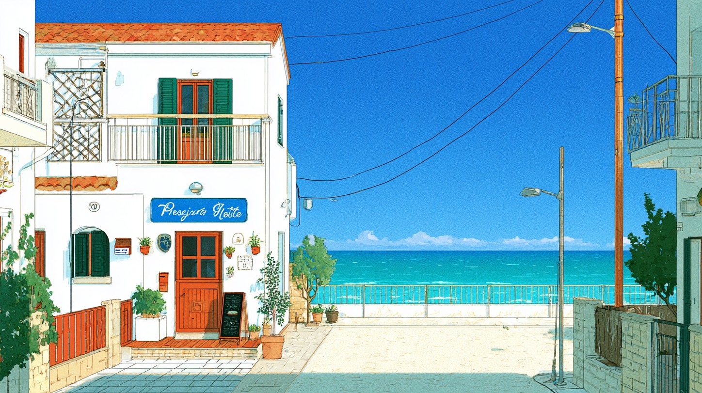 Vista sul mare a Vasto Marina con tipica casa mediterranea, ideale per una vacanza rilassante in Abruzzo